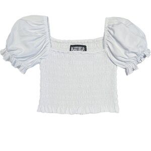 Katie J NYC White Marlee Smocked Crop Top